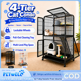 PETWELL Cat Cage Extra Large Cat Crate 2/3/4 Layers XXL Convenience Wheeled And Movable Crate