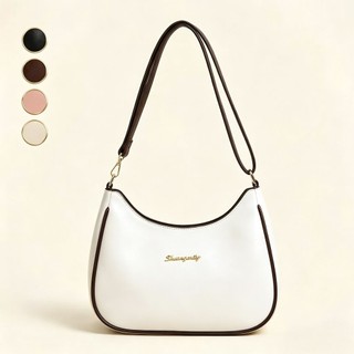 YQY Women's Fashion Saddle Retro Hobos Solid Color PU Leather Shoulder Underarm Bag for woman 2230