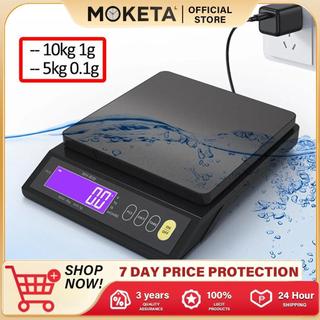MOKETA 5/10kg digital electronic kitchen scale LCD display fully waterproof stainless steel measurin