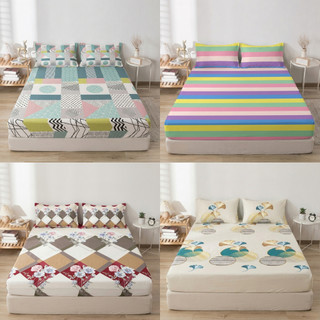 3-in-1 Cotton Fitted Bedsheet Full Garterized with 2 Pillowcases | Soft & Durable Bed Sheet Set