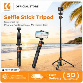 K&F CONCEPT MS08 1.58m Light Tripod & Selfie Stick 2-in-1 +Bluetooth Remote & for DJI /GoPro Adapter