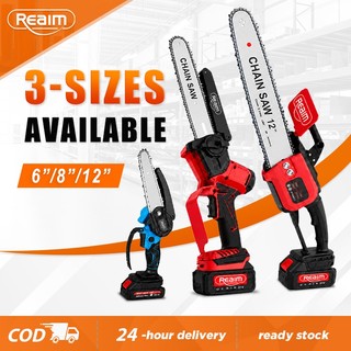 REAIM Cordless Mini Chainsaw 6/8/12 Inch Rechargeable Portable Electric Chainsaw