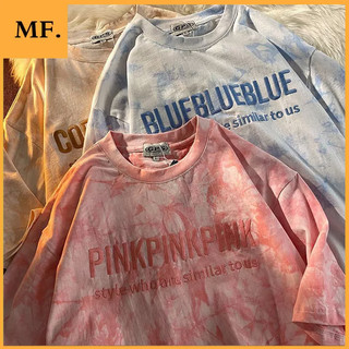 2023 Letter Short-sleeved T-shirt Women's Half-sleeved Loose Students Splash Ink Couple Top