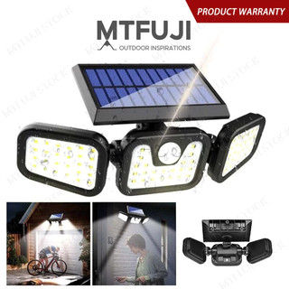 Mt.Fuji Outdoor Solar Light 3-head Motion Sensor Light IP65 Waterproof 270° Wide Angle Wall Light