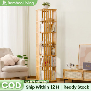 360 Rotating Bookshelf Bamboo Organizer Team Kahoy Muji Style Nordic Space Saving Furniture PH