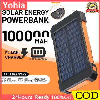 100000mAh Solar PowerBank Charger USB Ports Power Bank External Charger Flashlight IP65 Waterpr