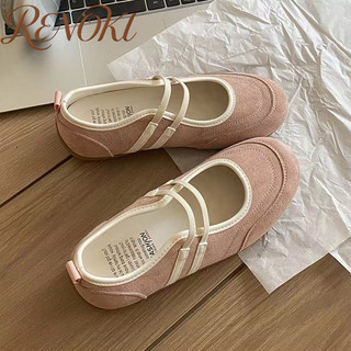 Ready Stock RENOKI New Vintage Red Mary Jane Shoes for Women Flat Ballet Sneaker Casual Low Cut Shoe