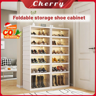 【COD】3-10 Layers Transparent Foldable No-Install Shoe Box-Dustproof Stackable Space-Saving Shoe Rack