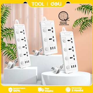 Deli Tool Extension Cord with USB Port Multifunctional Power Strip Power Socket with Switch