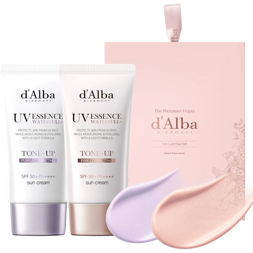 100% Authentic d'Alba Official Tone Up UV Essence Suncream, 1.7 fl oz (50 ml) + 1.7 fl oz (50 ml + 5