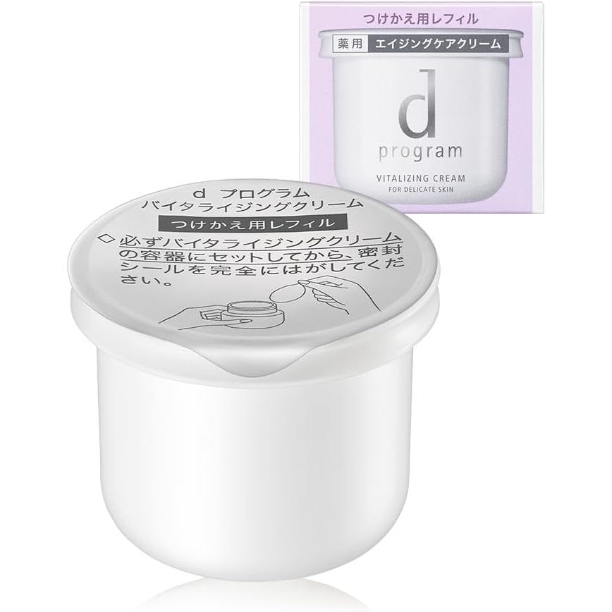 100% Authentic d Program [Quasi-drug] Vitalizing Cream (Refill) Fragrance Free Refill, 1.6 oz (45 g)