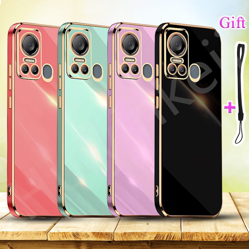 ITEL Vision 5 S663LC S18 S663L Traight Edge Electroplated ปลอกชุบซิลิโคนอ่อนนุ่มกันกระแทกฝาหลัง