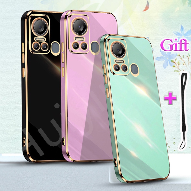 สําหรับ ITEL Vision 5 S663LC S18 S663L Traight Edge Electroplated เคสโทรศัพท์ Gold edge ชุบ