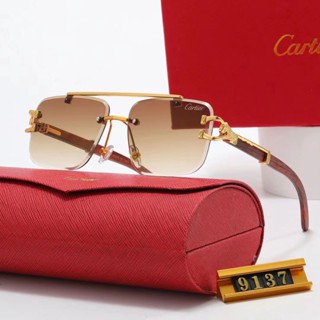 แว่นตากันแดด Cartier หรูหรา สไตล์เรโทร แฟชั่นคลาสสิก สําหรับผู้ชาย และผู้หญิง 2023