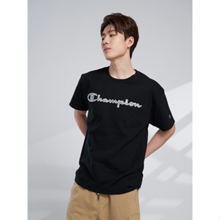 Champion ใหม่ เสื้อยืดลําลอง แขนสั้น คอกลม ทรงหลวม ลายโลโก้ แฟชั่นสําหรับผู้ชาย