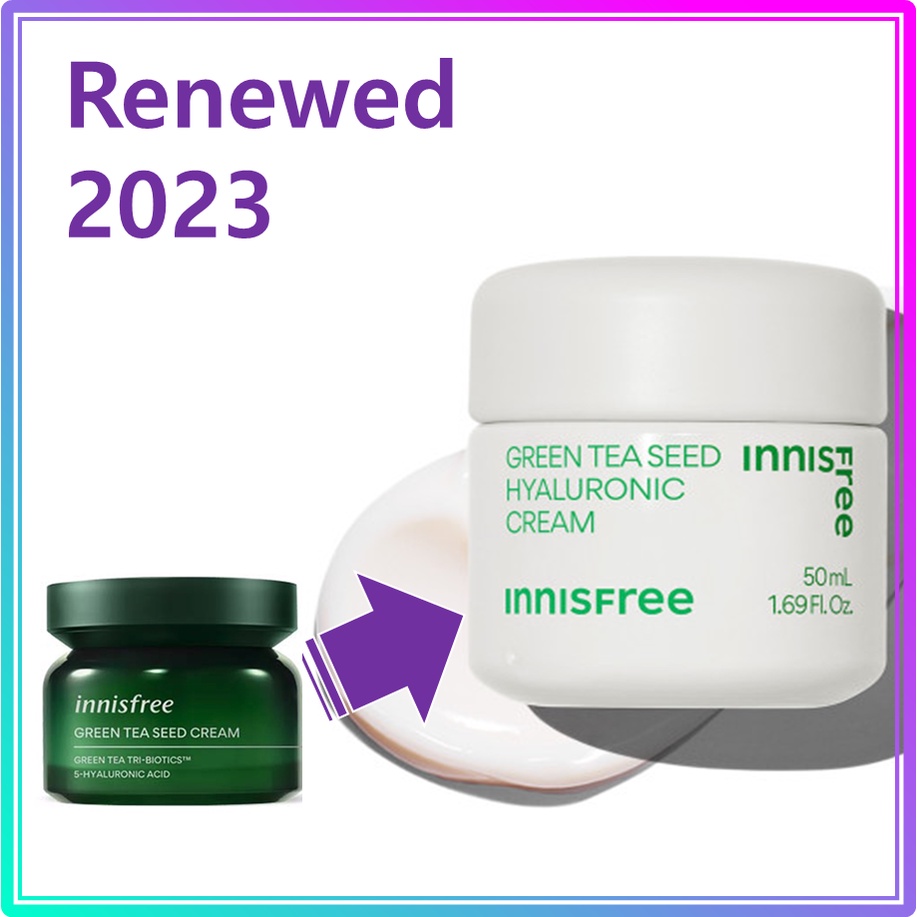 Innisfree ครีมชาเขียว เมล็ดไฮยารูลอนิก 50 มล. / innisfree Green Tea Seed Hyaluronic Cream 50ml (2023 AD)
