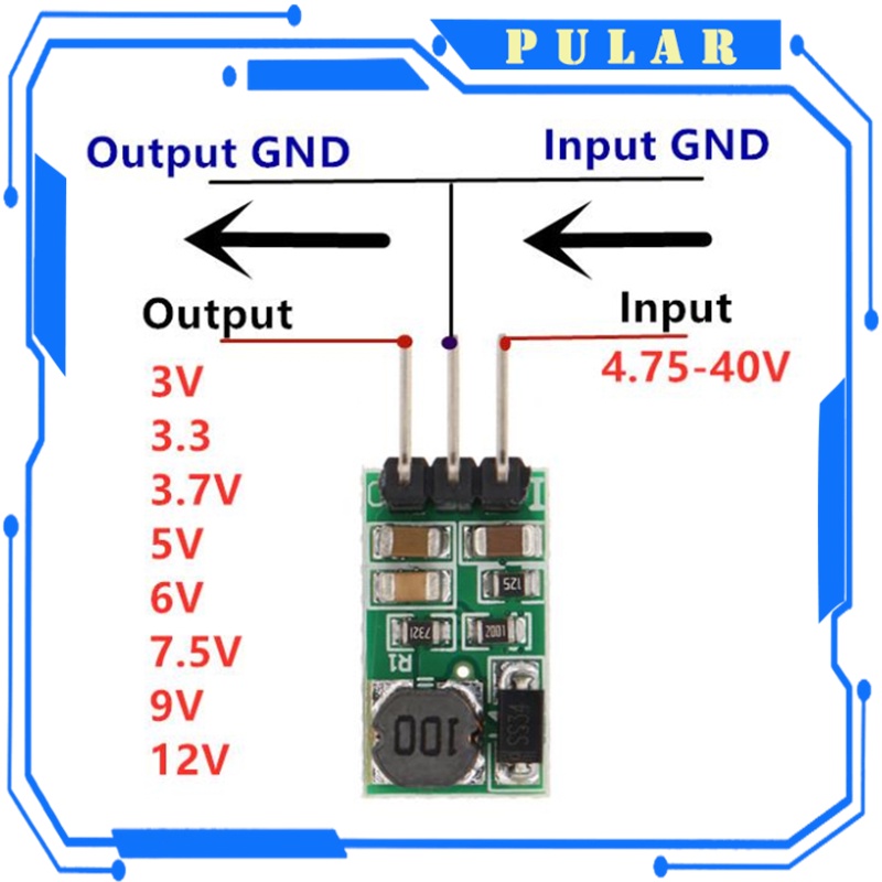 DD4012SA 1A DC 5-40V ถึง 3V 3.3V 3.7V 5V 6V 7.5V 9V 12V PLR Regulator DC-DC Step-Down Buck Converter