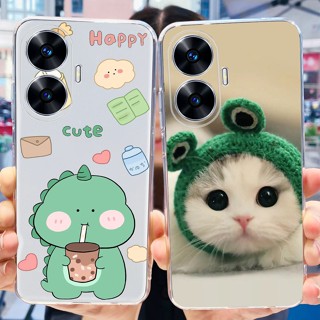 เคสโทรศัพท์มือถือ ซิลิโคนนิ่ม TPU ลายไดโนเสาร์ แมวน่ารัก สําหรับ Realme C55 2023 RealmeC55 4G RMX3710