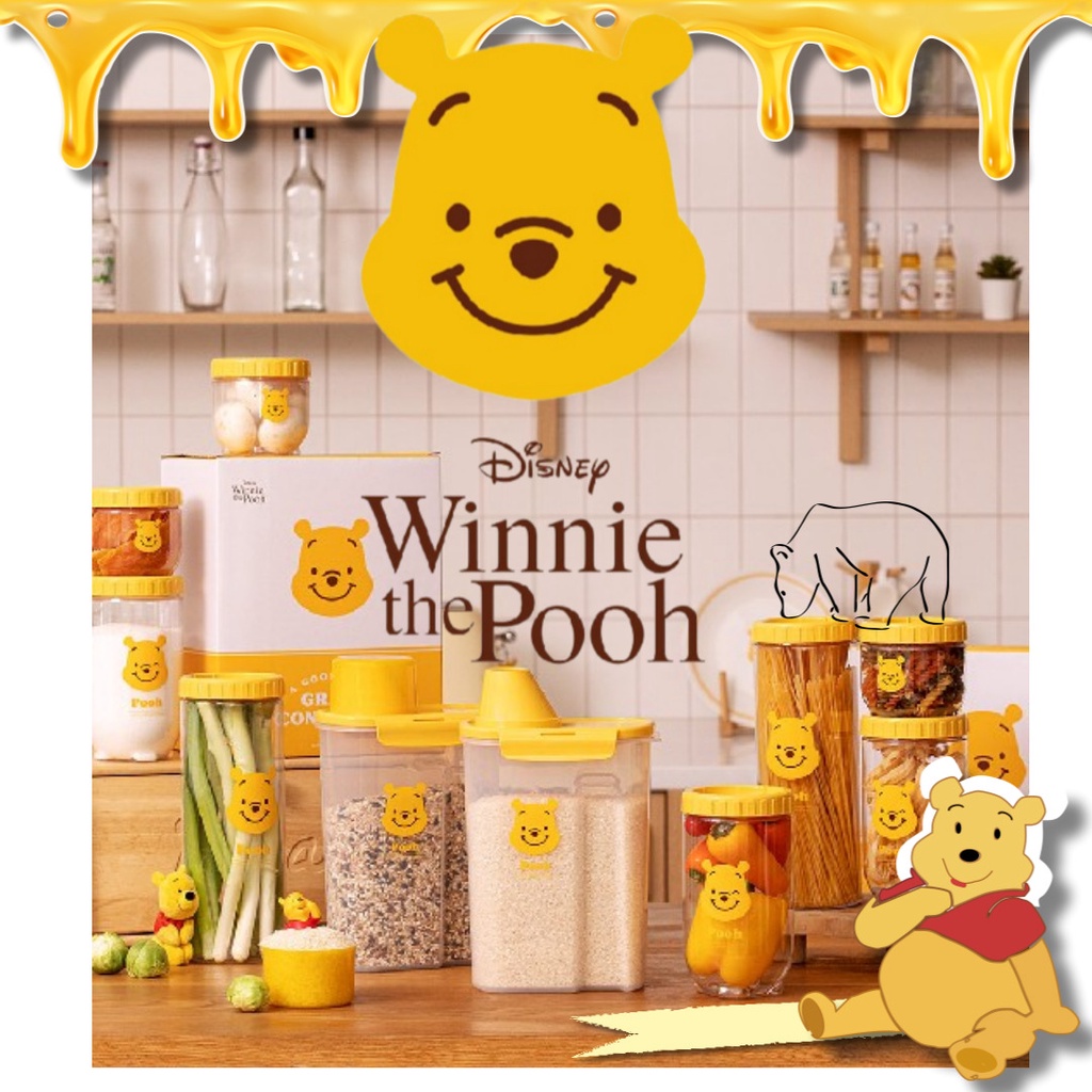 [LocknLock X Disney] Winnie the Pooh Cereal storage container 2 P set/ Pocket Storage Interlock 6P Set สต็อกพร้อม /ส่งจากเกาหลี