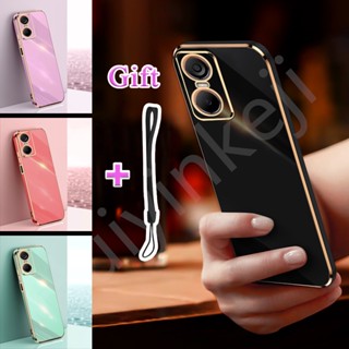 เคสโทรศัพท์มือถือชุบไฟฟ้า ขอบตรง ชุบทอง สําหรับ Tecno Pop 6 Pro BE8 BE8i