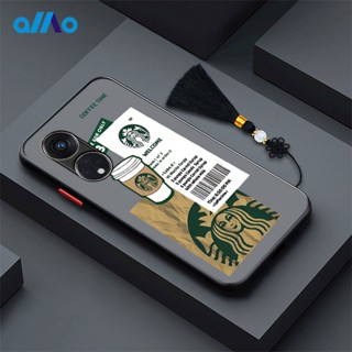 เคสโทรศัพท์มือถือแบบแข็ง ผิวด้าน ลายฉลาก Starbucks แต่งพู่ สําหรับ Oppo A98 5g A78 5g Reno8 T 4g 5g A17k A17 A77s A77 5g A57 A55 A16 A15 2022