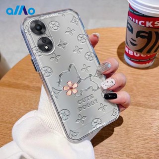 เคสโทรศัพท์มือถือแบบนิ่ม ใส ลายลูกสุนัขอวกาศ สีเงิน สําหรับ Oppo A98 5g A78 5g Reno8 T 4g 5g A17k A17 A77s A77 5g A57 A55 A16 A15 2022