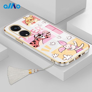 เคสโทรศัพท์มือถือ แบบนิ่ม ลายการ์ตูนหมี ประดับพู่ หรูหรา สําหรับ Oppo A98 5g A78 5g Reno8 T 4g 5g A17k A17 A77s A77 5g A57 A55 A16 A15 2022