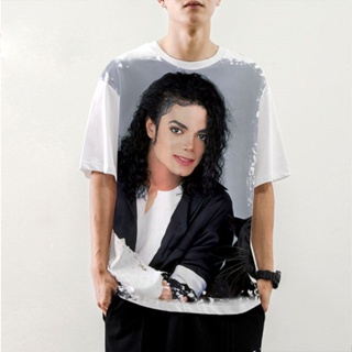 เสื้อยืดแขนสั้น ทรงหลวม ลาย Michael jackson สําหรับผู้ชาย 7.4