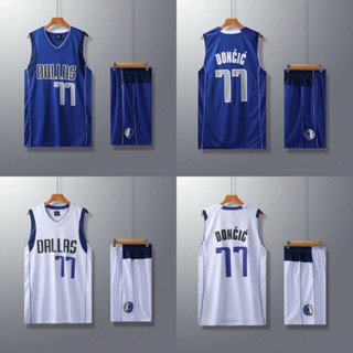 เสื้อกีฬาบาสเก็ตบอล คอวี ลาย NBA Dallas Maverick Donificiϟ 77 สําหรับผู้ชาย