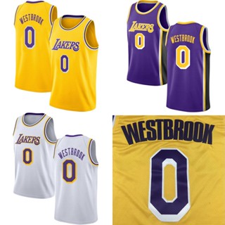 เสื้อกีฬาบาสเก็ตบอล ปักลาย NBA Los Angeles Lakers 0 Russell Westbrook รุ่น S-2XL