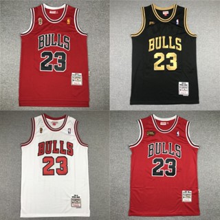 เสื้อกีฬาบาสเก็ตบอล ปักลาย Michael Jordan Championship Jersey Chicago Bulls 23 NBA สไตล์ย้อนยุค