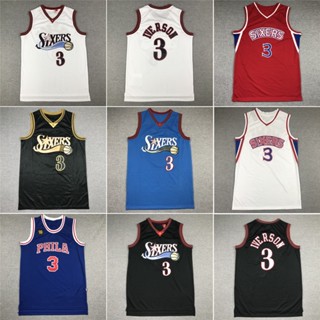 เสื้อกีฬาบาสเก็ตบอล ปักลาย Jerseyred 3 Allen Iverson Philadelphia 76ers สไตล์เรโทร