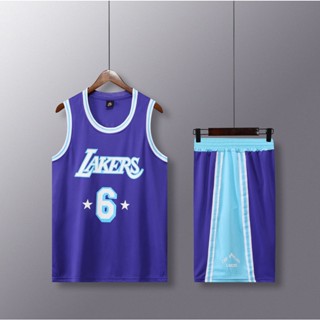 เสื้อกีฬาบาสเก็ตบอล Los Angeles Lakers James No.6 สีม่วง 2022