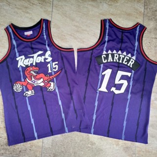 เสื้อกีฬาบาสเก็ตบอล ปักลาย Toronto Raptors No.15 Vince คุณภาพสูง สไตล์เรโทร