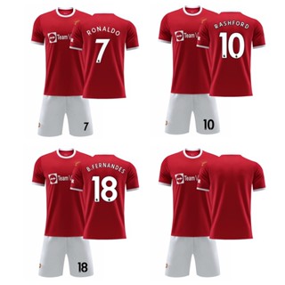 เสื้อกีฬาแขนสั้น ลายทีมชาติฟุตบอล No.7 Ronaldo 21-22 Season ชุดเหย้า สีแดง สําหรับผู้ชาย