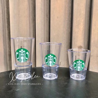 Starbucks แก้วน้ําอะคริลิคใส ลายดาว สําหรับใส่เครื่องดื่มเย็น กาแฟ ลาเต้#0919#