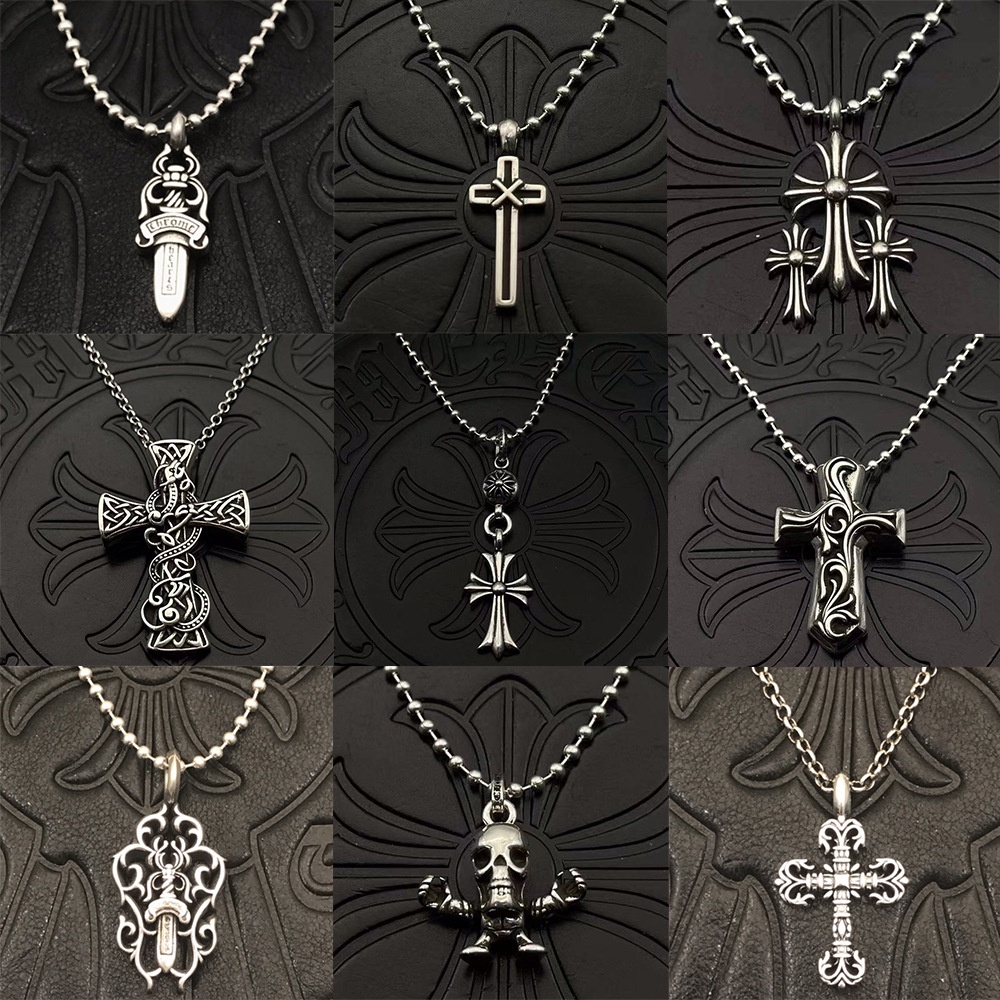 CHROME HEARTS สร้อยคอเงิน 925 จี้รูปดาวห้าแฉก ขนาดเล็ก สไตล์เรโทร สําหรับผู้ชาย และผู้หญิง
