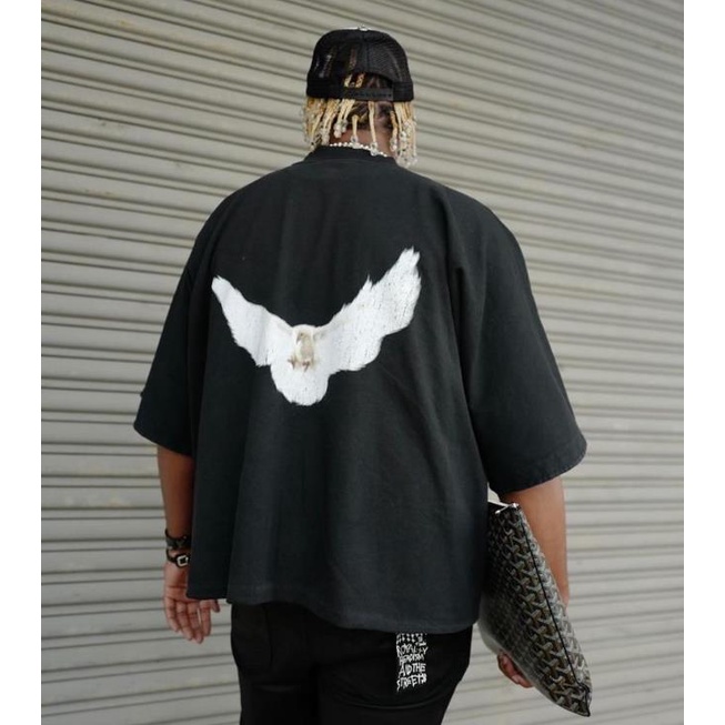 พร้อมส่ง เสื้อยืดแขนสั้น คอกลม พิมพ์ลายนกพิราบสันติภาพ คุณภาพสูง แฟชั่นสําหรับผู้หญิง