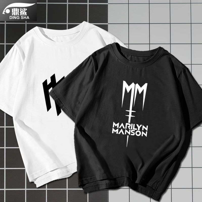 เสื้อยืดแขนสั้น พิมพ์ลาย Marilyn Manson สไตล์โกธิค สําหรับผู้ชาย 2.26