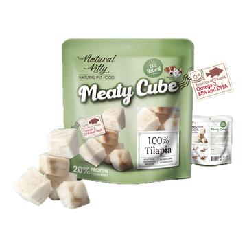 [PETClub] Meaty Cube - ขนมสุนัขและแมว เนื้อปลานิล 100% ขนาด 50G.