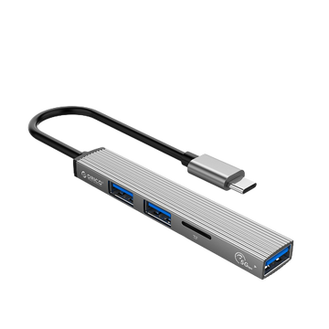 Orico Aluminum Type-C Hub 4 Port USB 3.0 2.0 Ultra Slim Portable Splitter Card Reader Adapter Station - AH-13