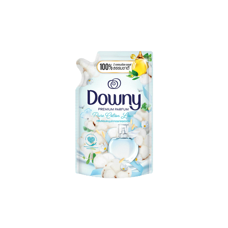 [ใหม่!] Downy ดาวน์นี่ น้ำยาปรับผ่านุ่มสูตรเข้มข้น กลิ่นหอมละมุนจากดอกคอตตอน Fabric Softener Pure Cotton Love 500 ml