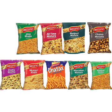 ขนมกรอบอินเดีย Bikano Bhujia Snack Khatta Meetha Navratan Bhelpuri Chana Masala