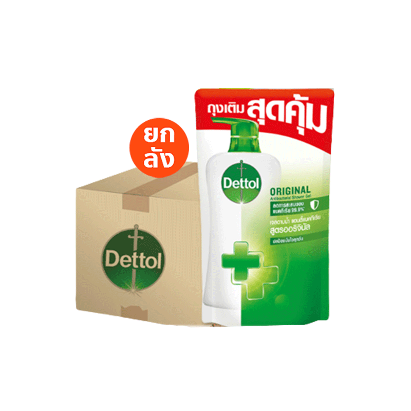 Dettol เจลอาบน้ำเดทตอล ชนิดถุงเติม สูตรออริจินัล 400 มล. X12 Dettol Shower Gel Pouch Original 400ml Pouch Pack x12