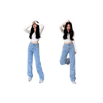 โปรโมชั่น : CicishopK1009Jeans pants กางเกงยีนส์ขายาวทรงกระบอกเบสิค ดีเทลกระเป๋าจิ๋ว ทรงสวยแมตช์ง่าย