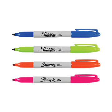 Sharpie (ชาร์ปี้) Marker Fine แพ็ค 4 ด้าม Fun Colour ปากกามาร์คเกอร์ Permanent Marker ปากกากันน้ำ ปากกาเขียนแผ่นพลาสติก