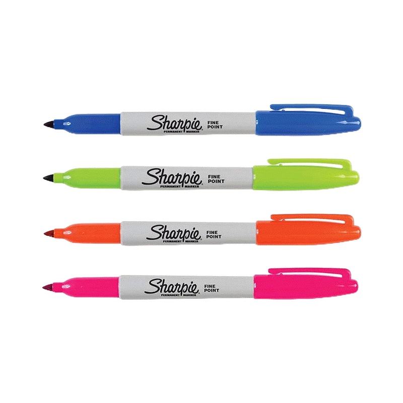 Sharpie (ชาร์ปี้) Marker Fine แพ็ค 4 ด้าม Fun Colour ปากกามาร์คเกอร์ Permanent Marker ปากกากันน้ำ ปากกาเขียนแผ่นพลาสติก