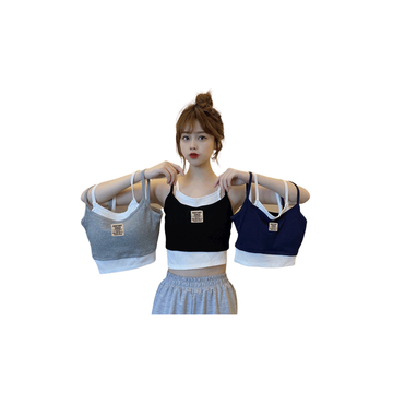 โปรโมชั่น : Lookmebra_SHOPA707 เสื้อครอปสายเดี่ยวมีฟองน้ำ ดีเทล 2 ชั้น เก๋มาก