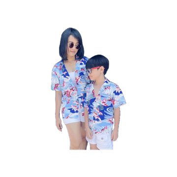 เสื้อฮาวาย เสื้อครอบครัว Hawaiian aloha Shirts (ปลาทอง)