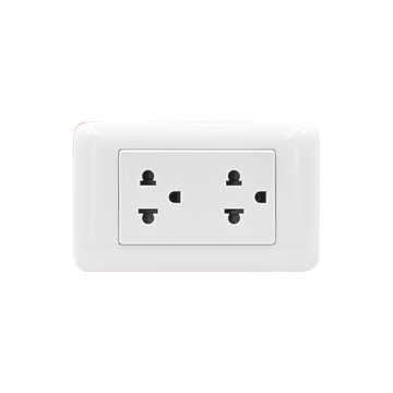 BTicino ชุดเต้ารับคู่ 3 ขา มีม่านนิรภัย สีขาว รุ่นเมจิก Duplex Socket With Safety Shutter White|Magic | M9025G+M903/30P